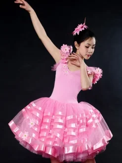 Latin Dance Costume Ballerina Dresses Women White Tutu Dancing Costume