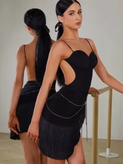 Latin Dance Costume Black Women's Polyester Accessory Sexy Latin Dancer Dancing Wear