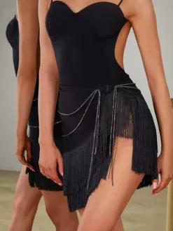 Latin Dance Costume Black Women's Polyester Accessory Sexy Latin Dancer Dancing Wear