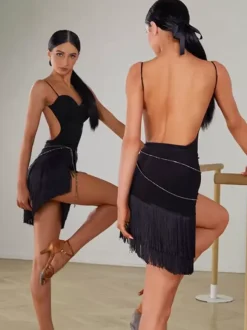 Latin Dance Costume Black Women's Polyester Accessory Sexy Latin Dancer Dancing Wear
