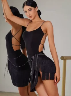 Latin Dance Costume Black Women's Polyester Accessory Sexy Latin Dancer Dancing Wear
