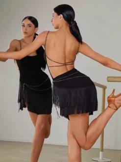 Latin Dance Costume Black Women's Polyester Accessory Sexy Latin Dancer Dancing Wear