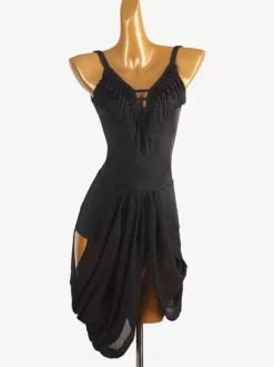 Latin Dance Costume Black Women's Lycra Spandex Dress Elegant Latin Dancer Dancing Costume