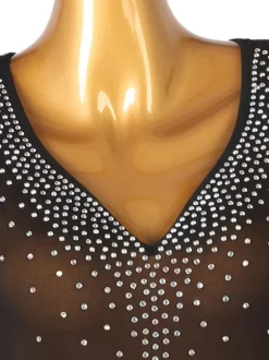 Latin Dance Costume Black Women's Polyester Dress Sexy Rhinestones Latin Dancer Dancing Costume