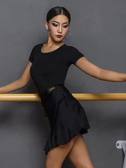 Latin Dance Costume Black Women's Elegant Polyester Top Dancing Wear
