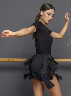Latin Dance Costume Black Women's Elegant Polyester Top Dancing Wear