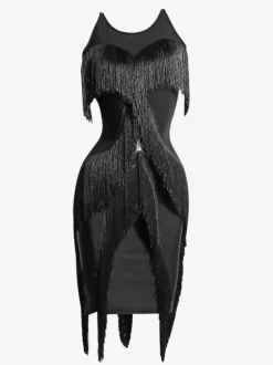 Latin Dance Costume Black Women's Polyester Dress Sexy Latin Dancer Dancing Wear