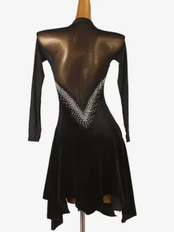 Latin Dance Costume Black Women's Lycra Spandex Dress Elegant Latin Dancer Dancing Costume