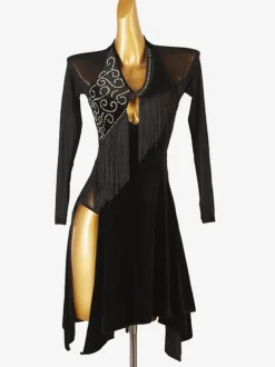 Latin Dance Costume Black Women's Lycra Spandex Dress Elegant Latin Dancer Dancing Costume