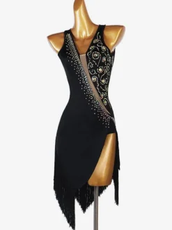 Latin Dance Costume Black Women's Lycra Spandex Dress dancing costume