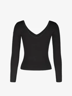 Latin Dance Costume Black Women's Ruffles Backless Elegant Polyester Top Dancing Costume