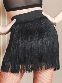 Latin Dance Costume Black Women's Polyester Mini Skirt Sexy Latin Dancer Dancing Wear