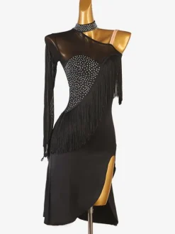 Latin Dance Costume Black Women's Lycra Spandex Dress Latin Dancer Dancing Costume
