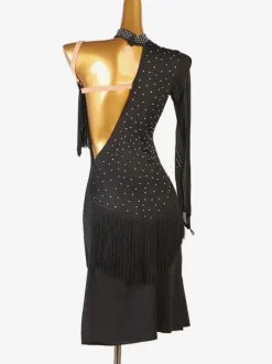 Latin Dance Costume Black Women's Lycra Spandex Dress Latin Dancer Dancing Costume