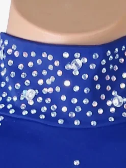Latin Dance Costume Blue Women's Rhinestones High-slit Bodycon Sexy Polyester Dress Dancing Costume