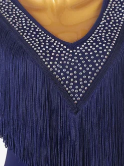 Latin Dance Costume Blue Women's Rhinestones Bodycon Sexy Polyester Dress Dancing Wear
