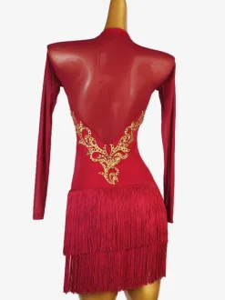 Latin Dance Costume Burgundy Women's Sexy Lycra Spandex Dress Dancing Costume