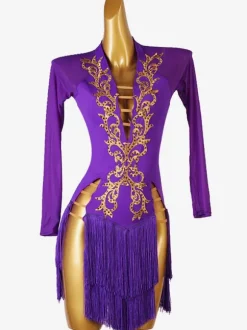 Latin Dance Costume Burgundy Women's Sexy Lycra Spandex Dress Dancing Costume