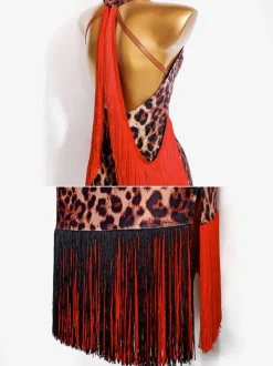 Latin Dance Costume Leopard Women's Polyester Dress Sexy Latin Dancer Dancing Wear