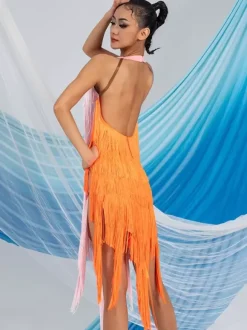 Latin Dance Costume Pink Women's Polyester Dress Sexy Latin Dancer Dancing Costume