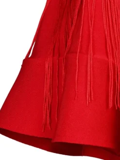 Latin Dance Costume Red Women's Polyester Dress Sexy Rhinestones Fringe Latin Dancer Dancing Wear
