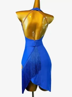 Latin Dance Costume Royal Blue Women's Lycra Spandex Dress Elegant Latin Dancer Dancing Wear