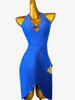Latin Dance Costume Royal Blue Women's Lycra Spandex Dress Elegant Latin Dancer Dancing Wear