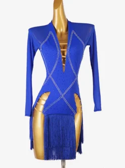 Latin Dance Costume Royal Blue Women's Lycra Spandex Dress Dancing Wear