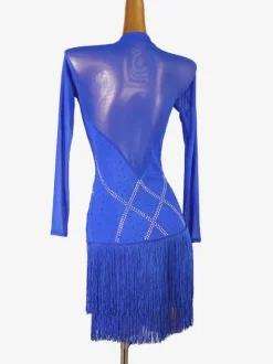 Latin Dance Costume Royal Blue Women's Lycra Spandex Dress Dancing Wear