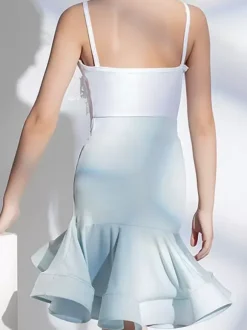Latin Dance Costume White Girl's Polyester Top Skirt Latin Dancer Dancing Costume