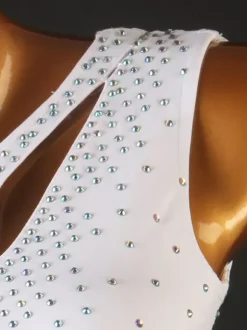 Latin Dance Costume White Women's Sequins Asymmetrical Sexy Lycra Spandex Dress Dancing Wear