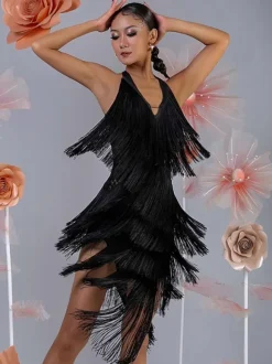Latin Dance Costume Women Fringe Set Elegant Dress Dancing Costume