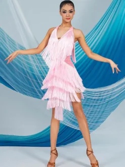 Latin Dance Costume Women Fringe Set Elegant Dress Dancing Costume