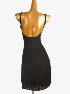 Latin Dance Dresses Black Women's Backless Sexy Lycra Spandex Dress Dancing Costume