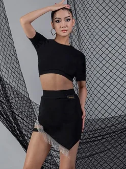 Latin Dance Dresses Black Women's Polyester Top Backless Sexy Latin Dancer Dancing Wear