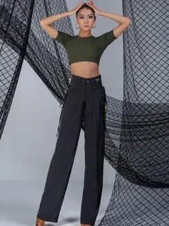 Latin Dance Dresses Black Women's Polyester Top Backless Sexy Latin Dancer Dancing Wear