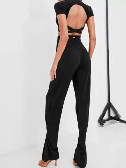 Latin Dance Dresses Black Girl's Sexy Polyester Pants Dancing Costume