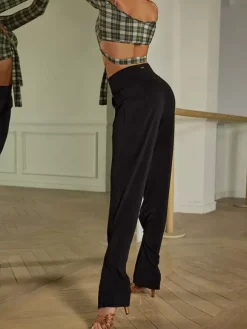 Latin Dance Dresses Black Girl's Sexy Polyester Pants Dancing Costume