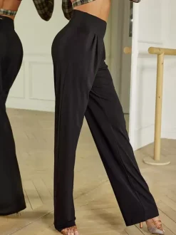 Latin Dance Dresses Black Girl's Sexy Polyester Pants Dancing Costume