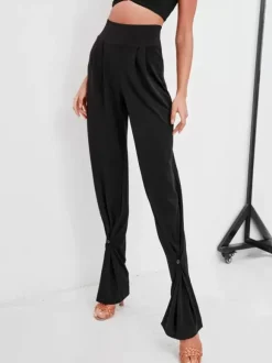 Latin Dance Dresses Black Girl's Sexy Polyester Pants Dancing Costume