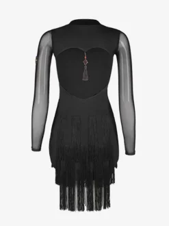 Latin Dance Dresses Black Women's Polyester Dress Backless Sexy Fringe Latin Dancer Dancing Costume