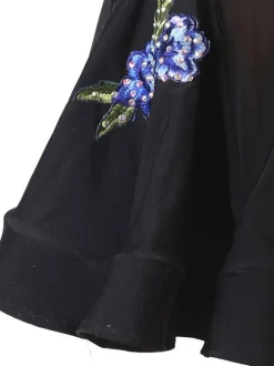 Latin Dance Dresses Black Women's Polyester Dress Floral Print Sexy Rhinestones Latin Dancer Dancing Wear