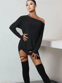 Latin Dance Dresses Black Lycra Spandex Dress Latin Dancing Costume