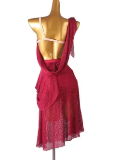 Latin Dance Dresses Burgundy Women's Rhinestones Open Shoulder Bodycon Sexy Polyester Dress Dancing Costume