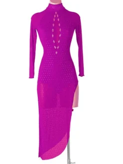 Latin Dance Dresses Dark Navy Women's Rhinestones Bodycon Sexy Polyester Dress Dancing Wear