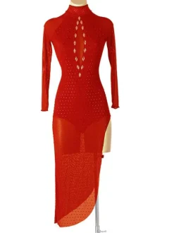 Latin Dance Dresses Dark Navy Women's Rhinestones Bodycon Sexy Polyester Dress Dancing Wear