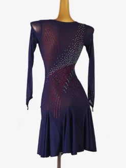 Latin Dance Dresses Dark Navy Women's Sexy Lycra Spandex Dress Dancing Costume