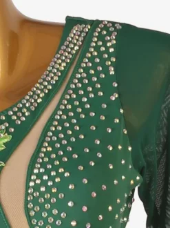 Latin Dance Dresses Dark Green Women's Rhinestones Fringe Backless Sexy Lycra Spandex Dress Dancing Costume