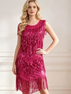 Latin Dance Dresses Gold Sequins Tassel Fringe Latin Dancer Dancing Costume