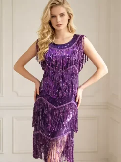 Latin Dance Dresses Gold Sequins Tassel Fringe Latin Dancer Dancing Costume